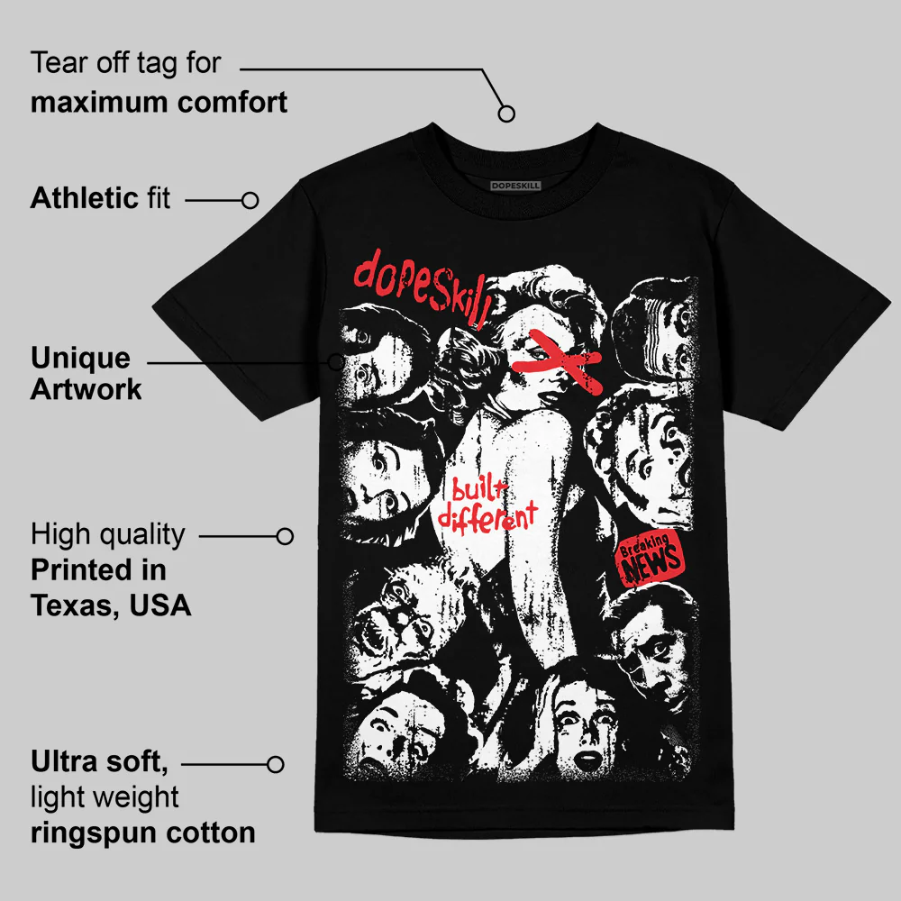 Black and White Collection DopeSkill T-Shirt Built Different Graphic - Image 3