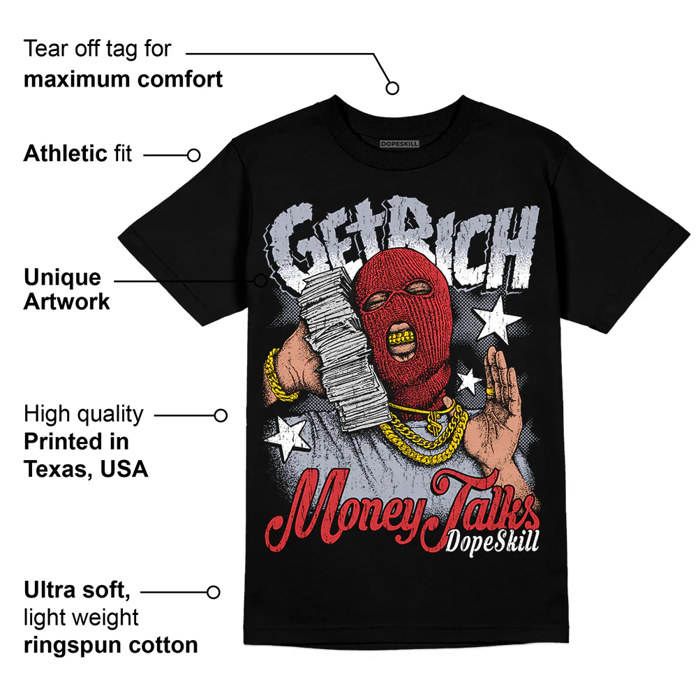 Bred Reimagined 4s DopeSkill T-Shirt Get Rich Graphic - Image 3