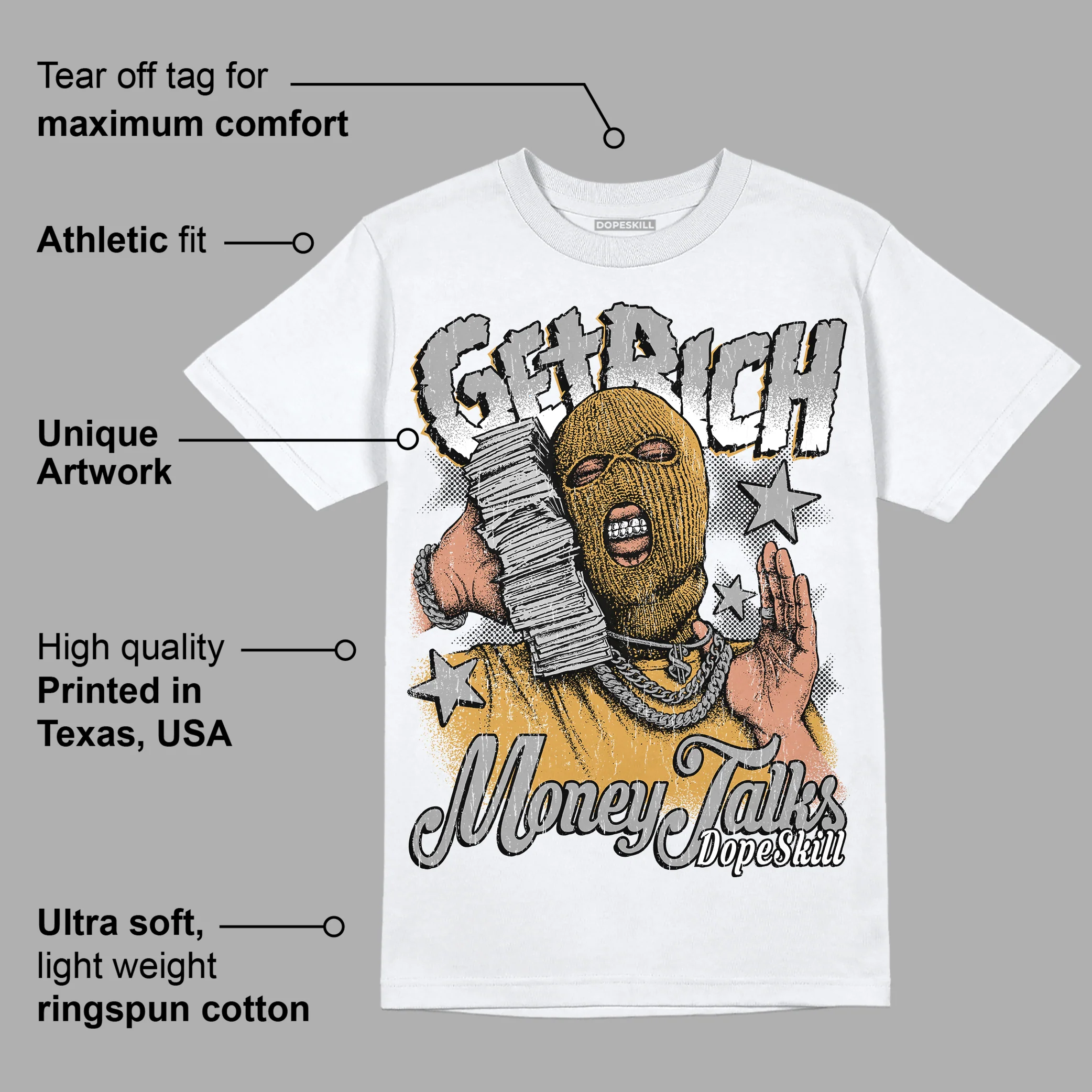 Gratitude 11s DopeSkill T-Shirt Get Rich Graphic - Image 3