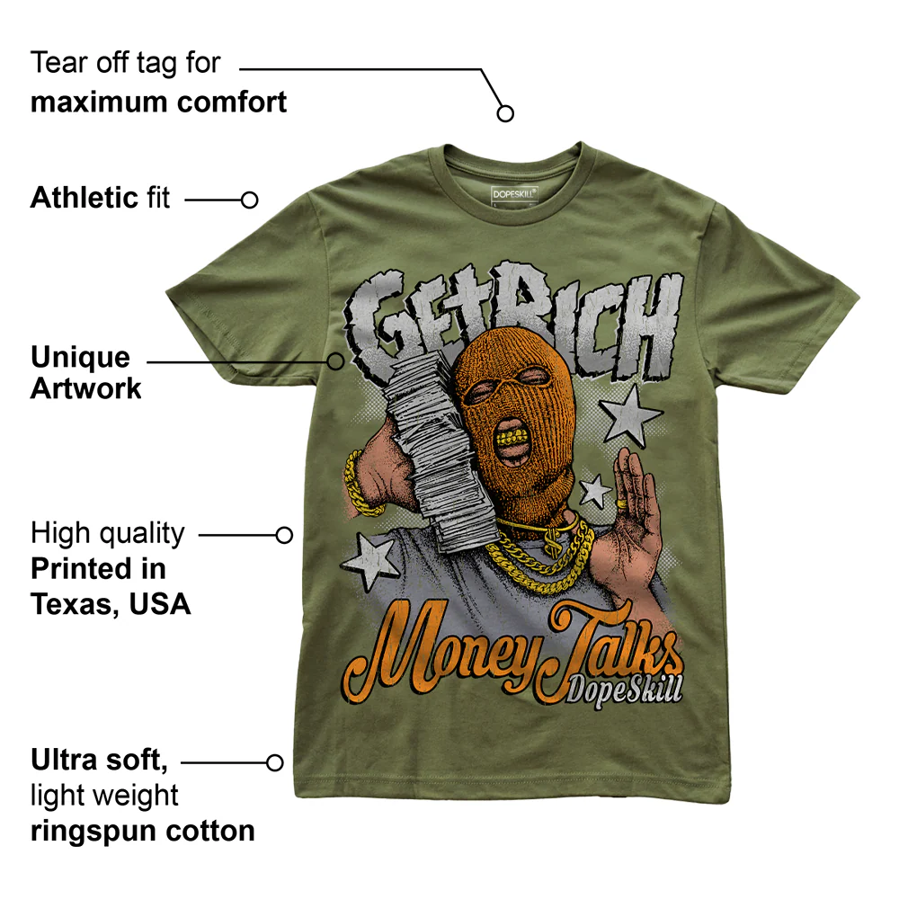 Olive 5s DopeSkill Olive T-shirt Get Rich Graphic - Image 4