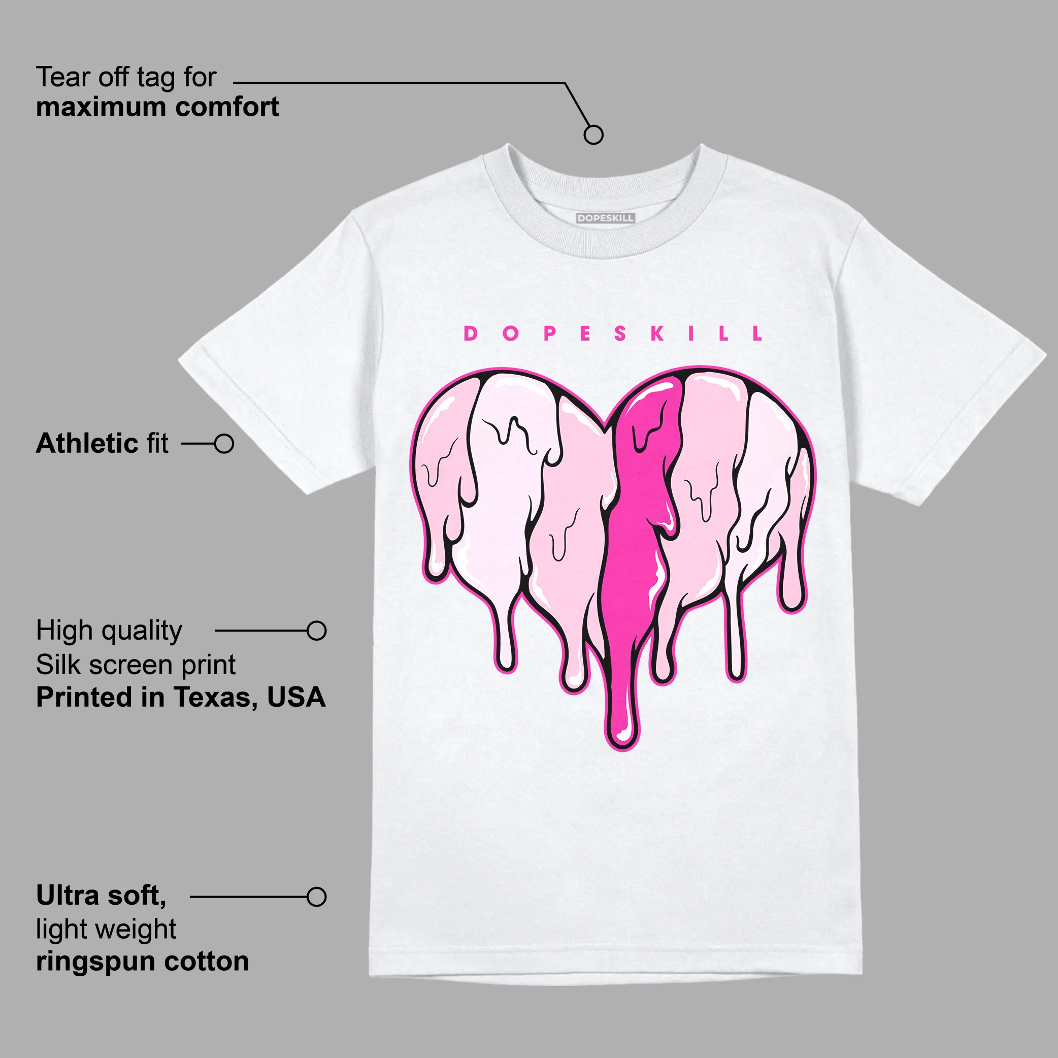 Triple Pink Dunk Low DopeSkill T-Shirt Slime Drip Heart Graphic - Image 3